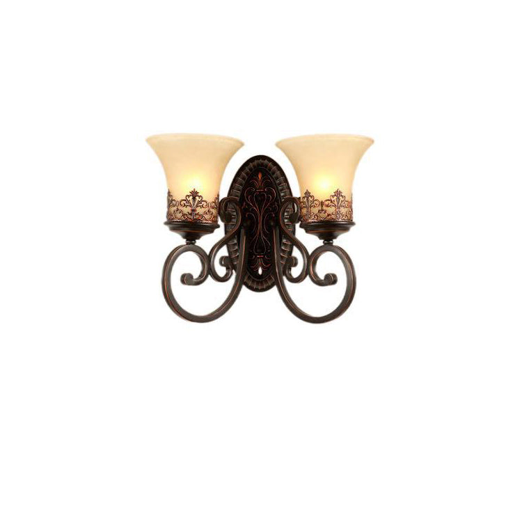 Applique a muro in vetro rotondo vintage tradizionale in ferro 1/2 luce per camera da letto