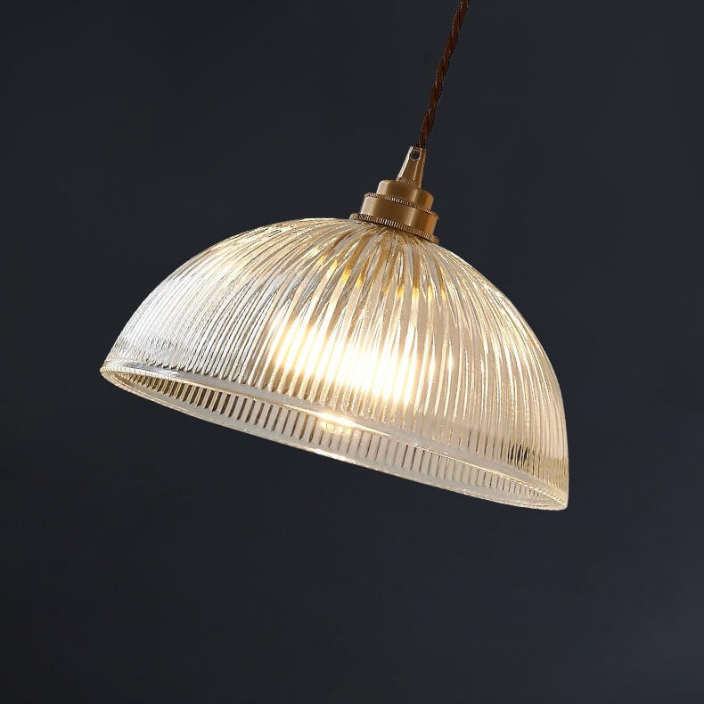 Coperchio in Vetro Trasparente Minimalista Moderno in Ottone con Lampada a Sospensione a 1 Luce
