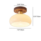 Lampada da soffitto semi-incassata rotonda in ottone vintage creativo con noce e 1 luce