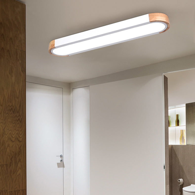 Lampada da soffitto a LED Flush Mount in ferro ovale lungo scandinavo contemporaneo per camera da letto