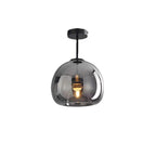 Lampada da soffitto semi-incassata in vetro e ferro a sfera, stile nordico contemporaneo, 1 luce per soggiorno