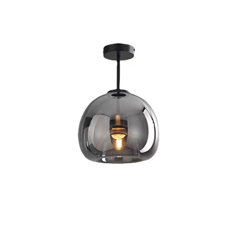 Lampada da soffitto semi-incassata in vetro e ferro a sfera, stile nordico contemporaneo, 1 luce per soggiorno