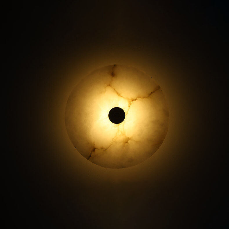 Lampada da parete LED in marmo rotondo di lusso contemporaneo in ferro per soggiorno e camera da letto