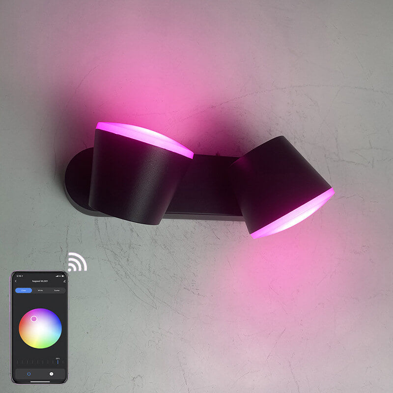 Applique da Esterno a LED Regolabile in Alluminio Industriale Contemporaneo con Doppia Testa Impermeabile per Patio