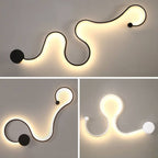 Lampada da Parete Curva LED Moderna in Alluminio a Forma di Serpente con 1 Luce
