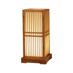 Lampada da Tavolo Tradizionale Giapponese a Colonna Quadrata in Bambù con 1 Luce per Camera da Letto