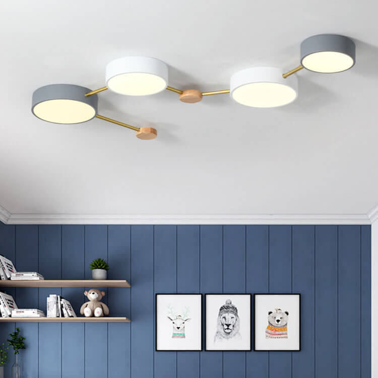Illuminazione a Soffitto LED in Legno Massello e Ferro Stile Minimalista Scandinavo