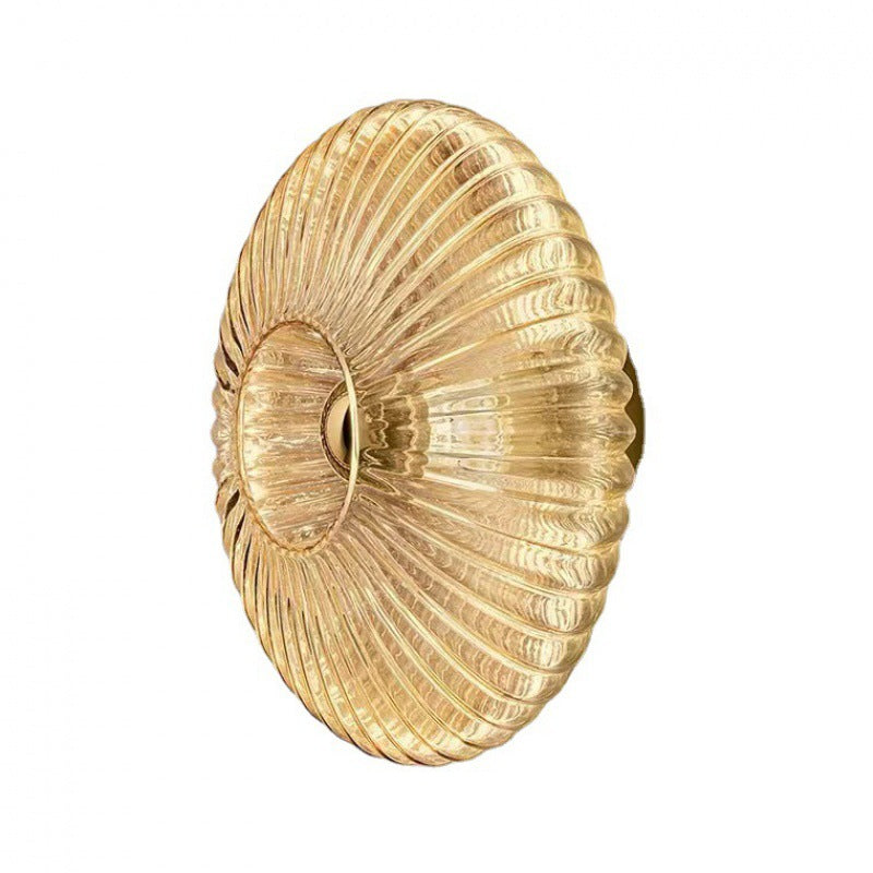 Applique da parete rotonda in vetro a strisce di ferro nordico contemporaneo con 1 luce per soggiorno