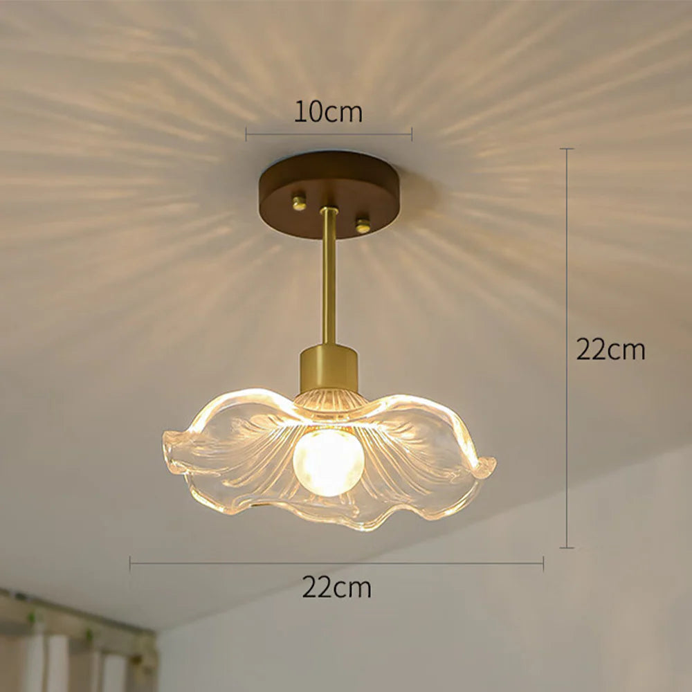 Lampada da soffitto in vetro a petalo elegante
