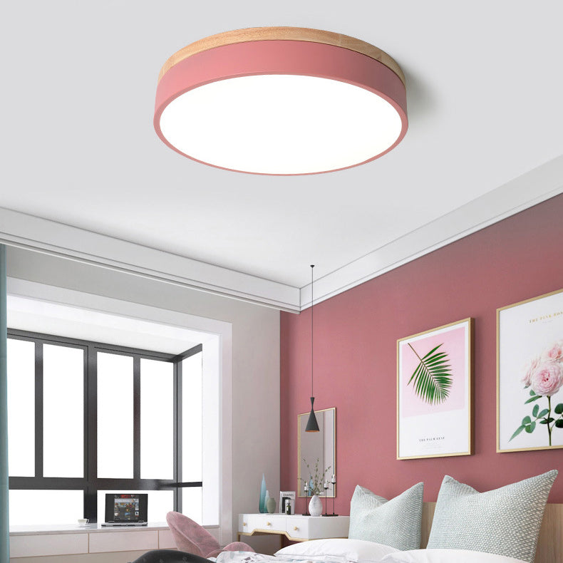 Lampada da soffitto LED rotonda in ferro acrilico minimalista moderna per camera da letto
