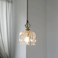 Lampadario Vintage in Rame con Cristalli Floreali | 1 Luce
