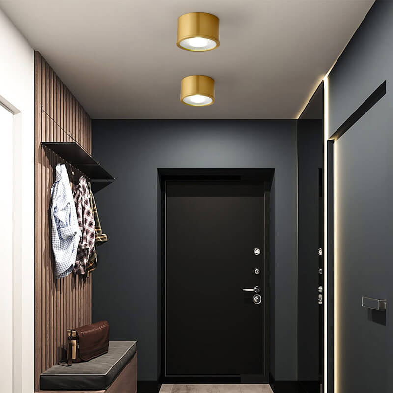 Faretto LED Moderno in Ottone Cilindrico da Soffitto