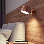 Semplice Lampada da Parete a LED Notturna Ricaricabile USB con Touch Magnetico in Legno