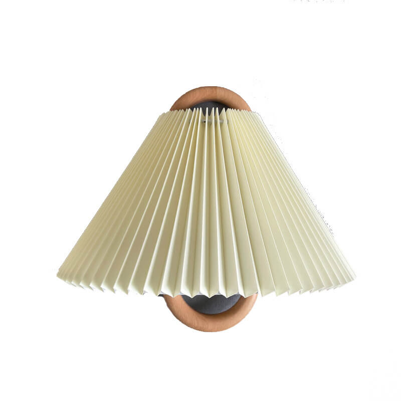 Applique moderna originale in legno massello plissettato a semicerchio con 1 luce