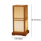 Lampada da Tavolo Tradizionale Giapponese a Colonna Quadrata in Bambù con 1 Luce per Camera da Letto
