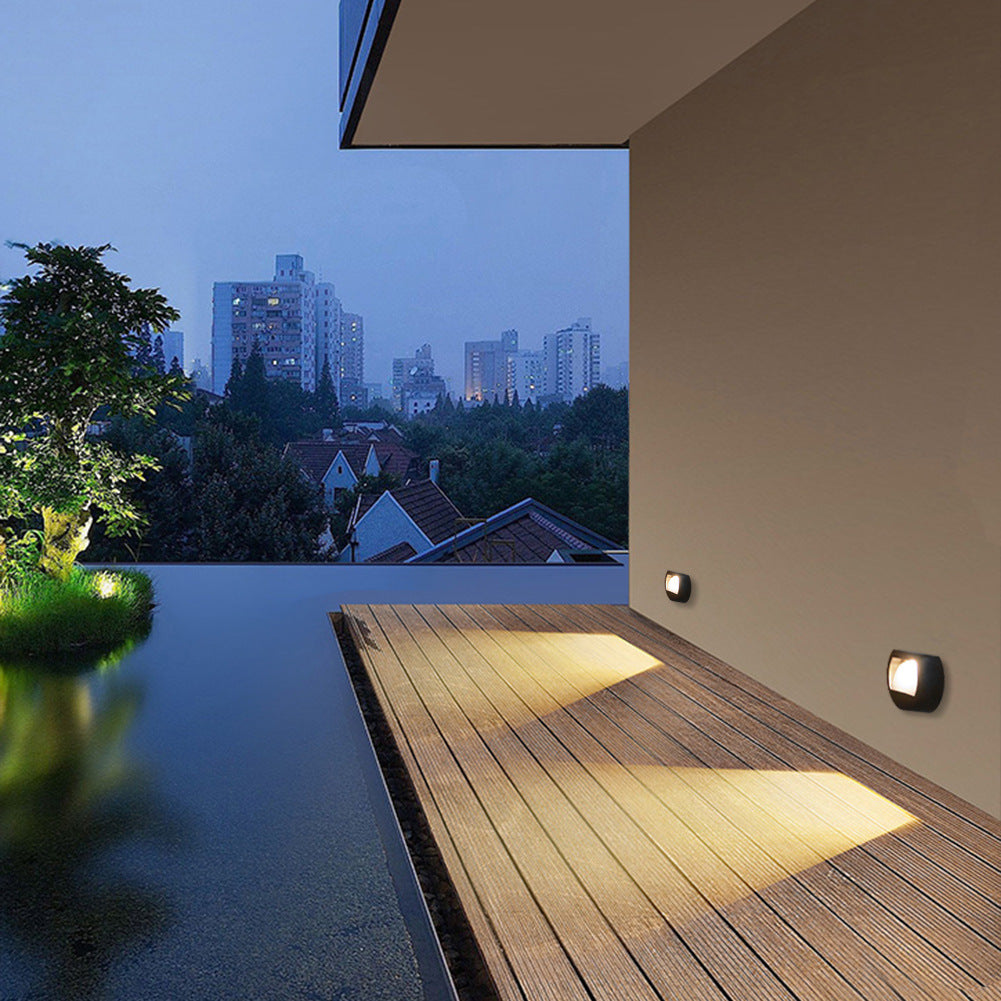Luce da Esterno a LED Solare Rotonda Quadrata Moderna Minimalista Impermeabile per Passi da Patio