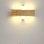 Applique da Parete Lampada LED Acrilico in Legno Massello Rettangolare Piatto Rotabile Nordico Contemporaneo