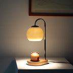 Lampada da Tavolo Moderna Semplice in Legno Massello Sferica a 1 Luce con Cera Fusa