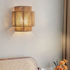 Applique da Parete Curva Tradizionale Giapponese in Cordame con 1 Luce per Soggiorno