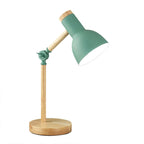 Lampada da Tavolo a 1 Luce con Base in Legno e Ombrello Semicircolare in Ferro Nordic Contemporaneo per Studio