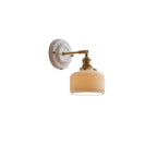 Applique da parete in ceramica vintage tradizionale rotonda in ottone con 1 luce per soggiorno