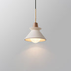Luce a sospensione moderna minimalista in cemento bianco e legno di ferro con 1 lampadina per sala da pranzo
