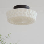Tradizionale Lampada da Soffitto LED a Tamburo Rotondo in Ferro e Vetro Strisce per Soggiorno e Camera da Letto