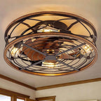 Moderno Nordic Industrial Lampada a Soffitto con Ventilatore Invisibile in Ferro Battuto a Cilindro con 4 Luci per Soggiorno