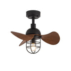 Ventilatore da Soffitto Contemporaneo in Noce Scuro con Illuminazione