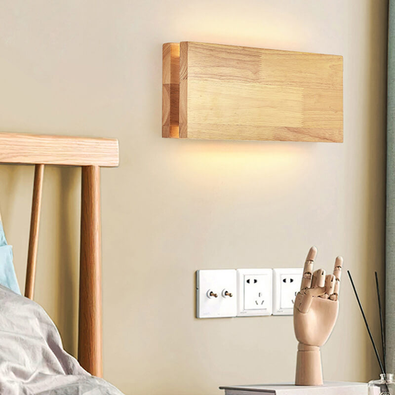 Lampada da Parete LED Rettangolare in Legno Wabi-sabi Giapponese