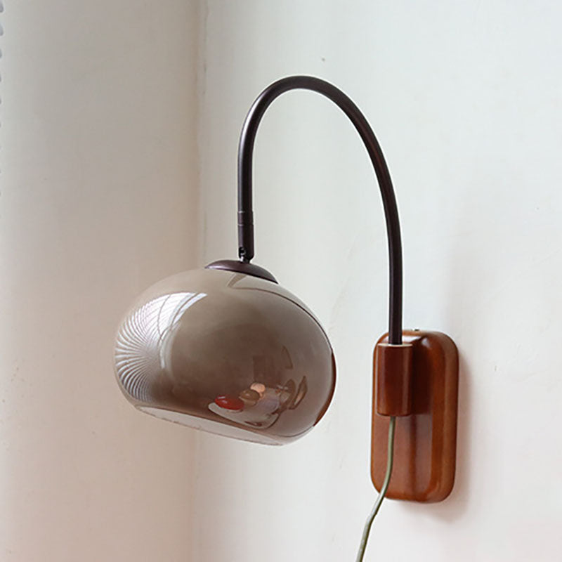 Applique da Parete in Vetro Minimalista Europeo in Legno Massello con 1 Luce