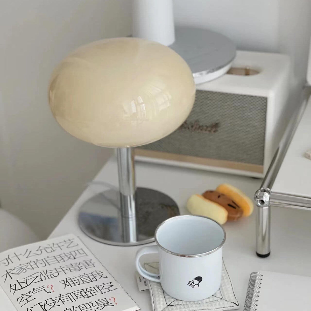 Lampada da Tavolo in Ferro e Vetro Nordica Contemporanea a 1 Luce per Camera da Letto