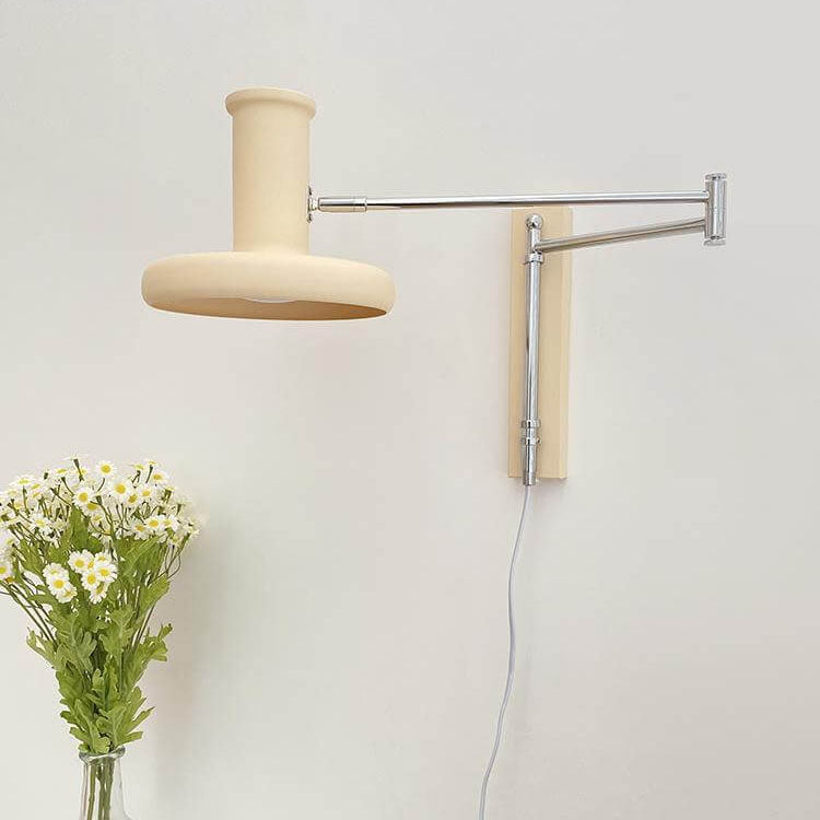 Applique da muro in stile nordico minimalista beige con braccio oscillante e 1 luce