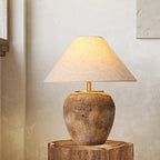 Lampada da Tavolo in Ceramica con Cono in Tessuto Moderno Shabby Chic per Camera da Letto