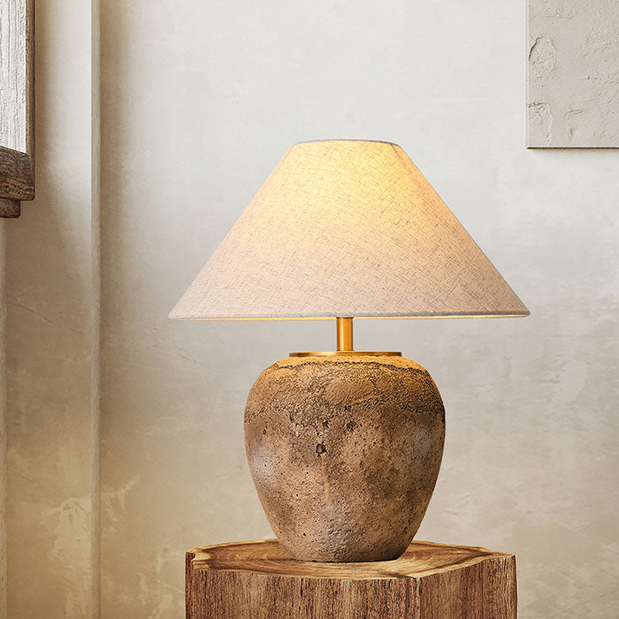 Lampada da Tavolo in Ceramica con Cono in Tessuto Moderno Shabby Chic per Camera da Letto