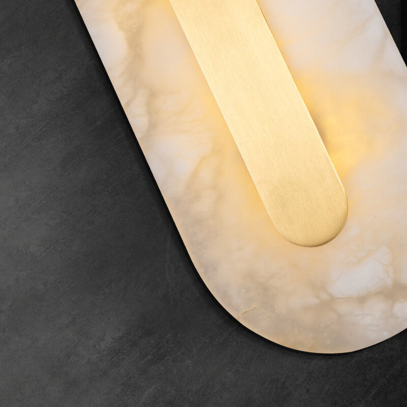 Applique da Parete LED in Ottone e Marmo di Lusso Leggero a Forma Ovale e Quadrata