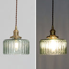 Lampada a Sospensione Tradizionale Giapponese in Ottone con Vetro, 1 Luce per Soggiorno