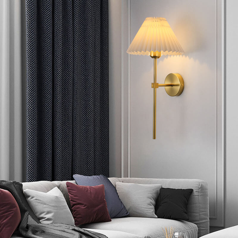 Applique da Parete Vintage con Ombrello Pieghettato e Braccio Dritto 1 Luce