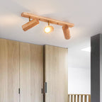Faretto da soffitto minimalista giapponese in legno massello con 1/3/4 luci