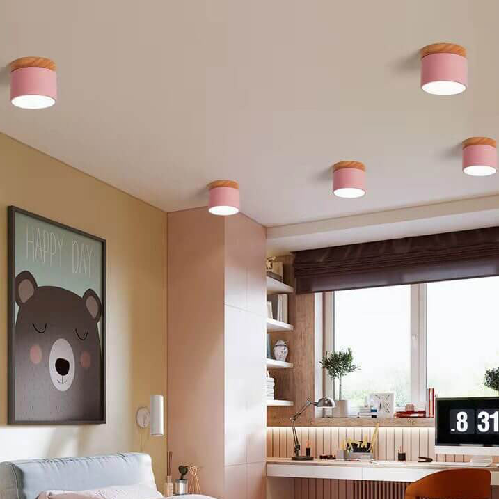 Plafoniera LED a Soffitto a Log in Colore Solido Scandinavo
