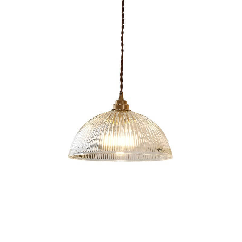 Coperchio in Vetro Trasparente Minimalista Moderno in Ottone con Lampada a Sospensione a 1 Luce