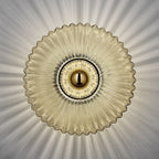 Applique da parete rotonda in vetro a strisce di ferro nordico contemporaneo con 1 luce per soggiorno