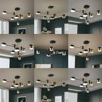 Moderno Minimalista Nero Oro Bilanciato 4-8 Luci Semi-Flussante