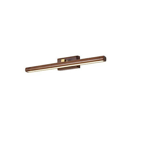 Specchio da bagno LED a cilindro in legno di faggio e rame, lampada da parete minimalista nordica per soggiorno e bagno