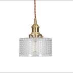 Lampada a Sospensione Tradizionale Giapponese in Ottone con Vetro, 1 Luce per Soggiorno