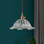 Lampada a Sospensione in Vetro e Ottone Ambra Nordico