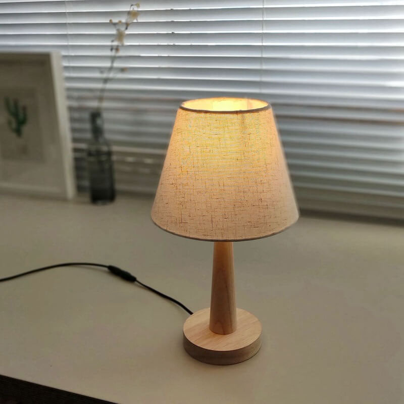 Lampada da Tavolo Moderna Minimalista in Legno Cotone Lino Carta Petalo PVC con 1 Luce per Soggiorno