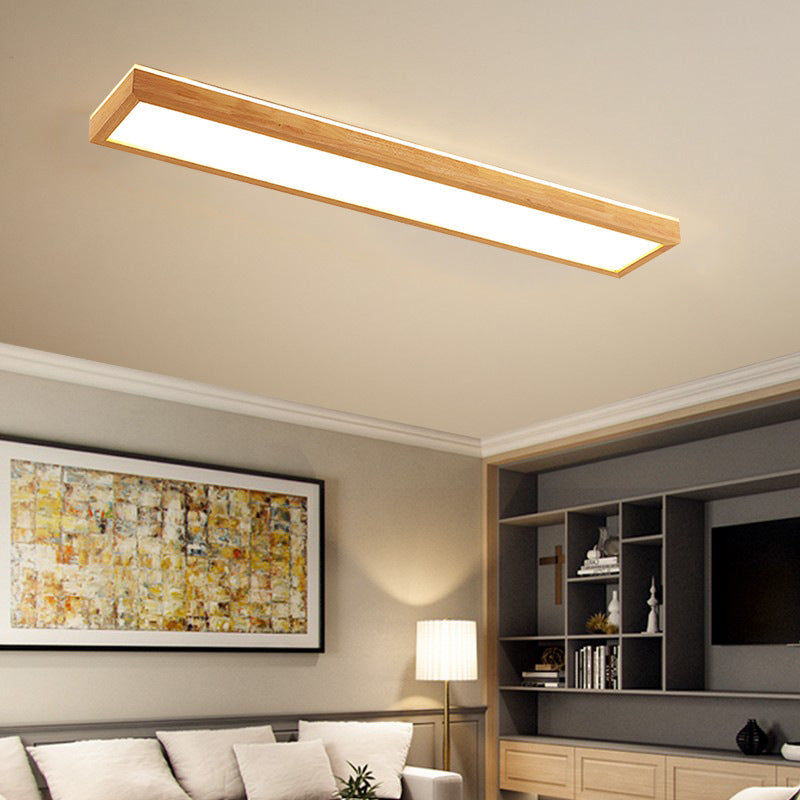 Lampada da soffitto LED rettangolare minimalista giapponese in noce