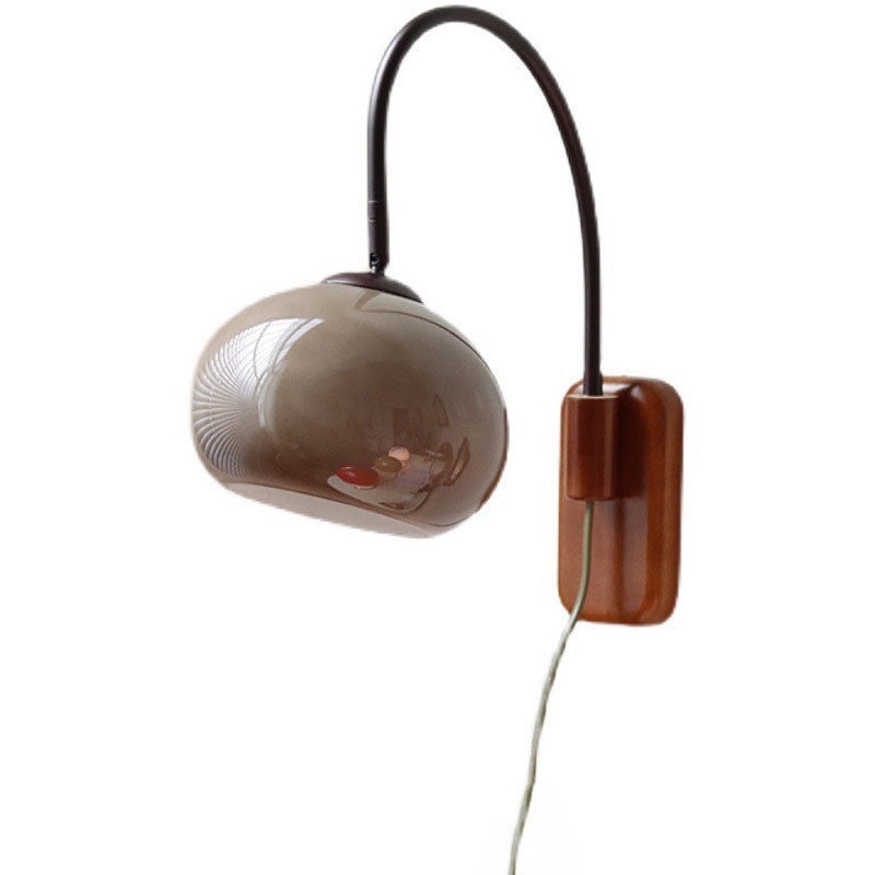Applique da Parete in Vetro Minimalista Europeo in Legno Massello con 1 Luce