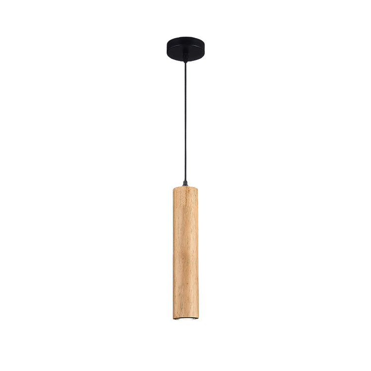 Lampada a sospensione LED cilindrica in legno di quercia minimalista moderna per soggiorno e camera da letto